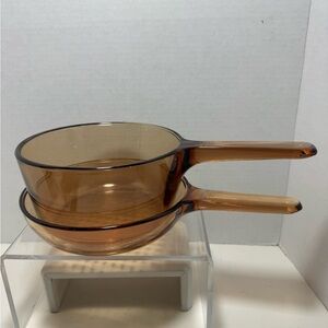 Corn VisionWare, amber glass sauce pan pot 1.5 LW/7” skillet no lid